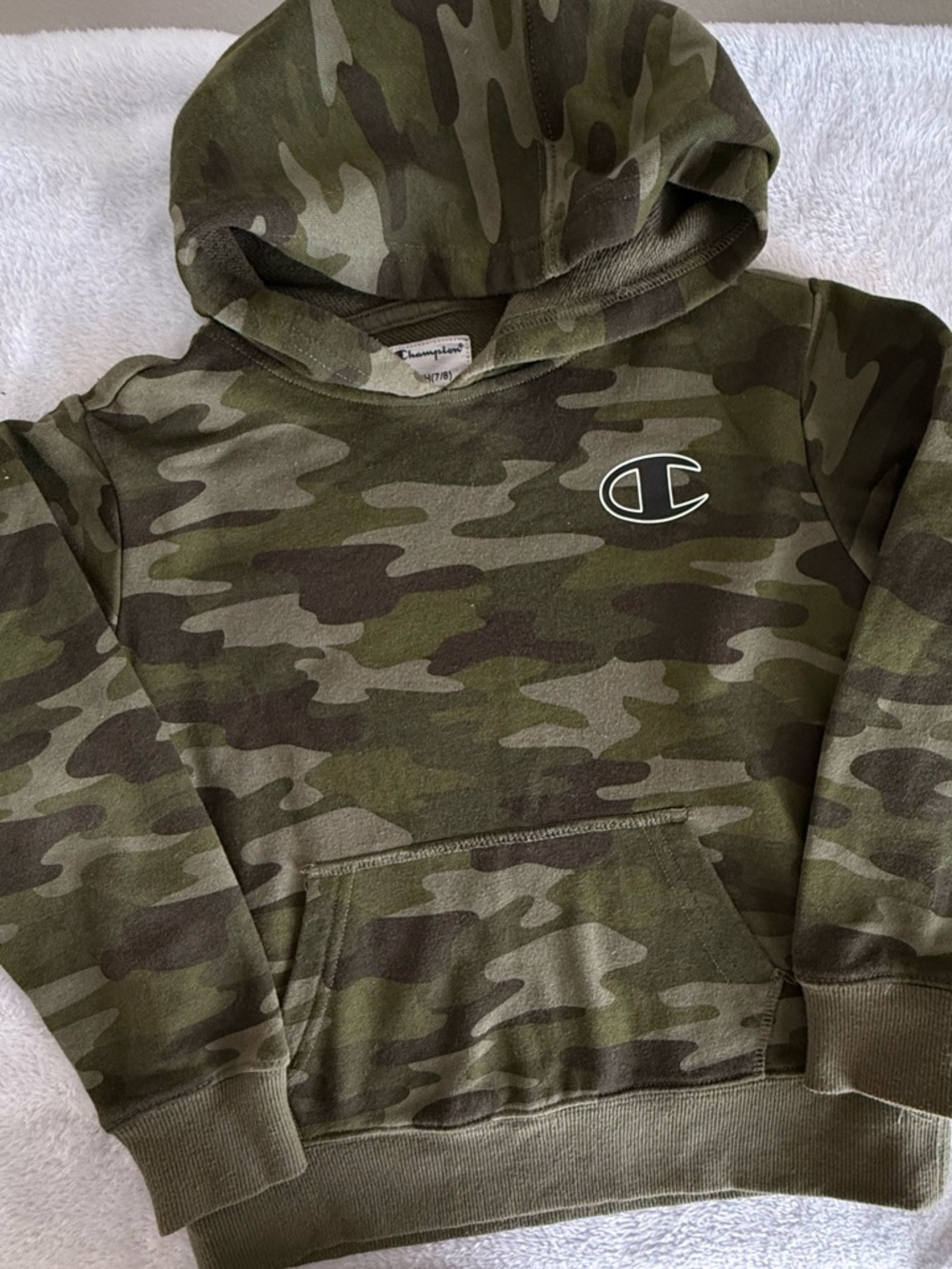 Champion Kids Camo Pullover Hoodie in Green